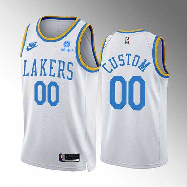 Mens Los Angeles Lakers Customized 2022-23 White Classic Edition Stitched Basketball Jersey